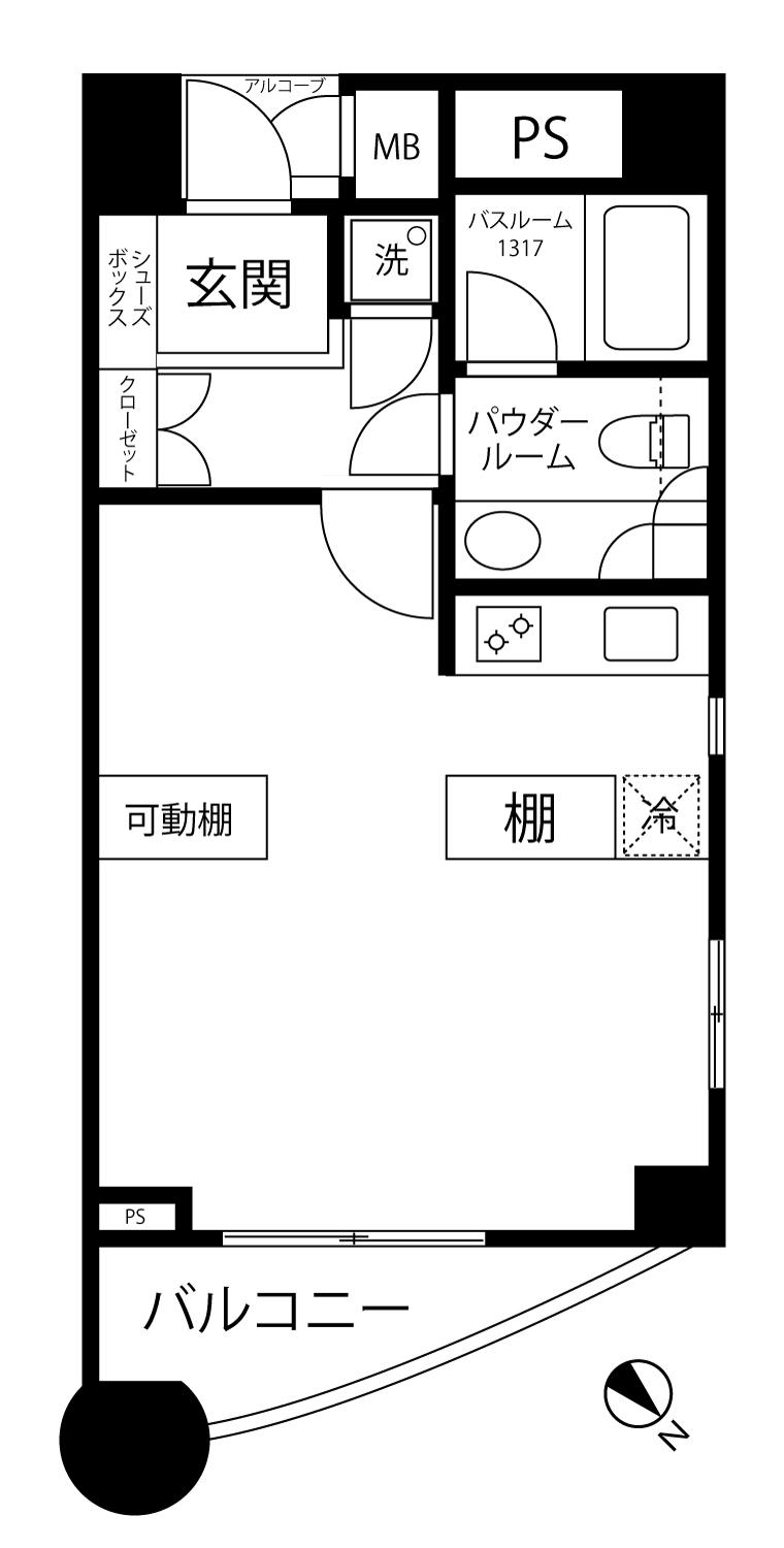 ビヴァーチェ赤坂(1K/3階)の間取り写真
