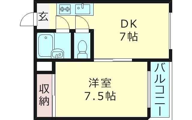 プレアール今福西(1DK/1階)の間取り写真