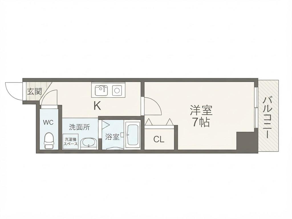 クリスタルハイツ玉出(1K/2階)の間取り写真