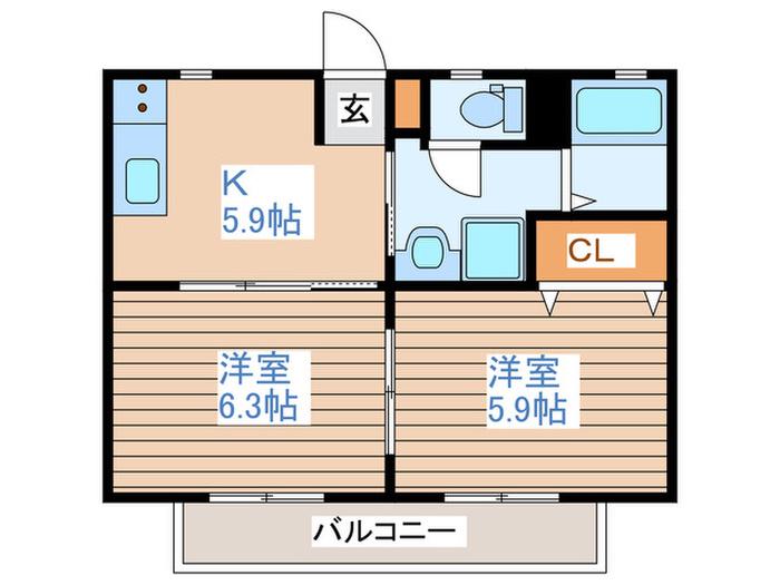 ショコラハウスII(2K/1階)の間取り写真