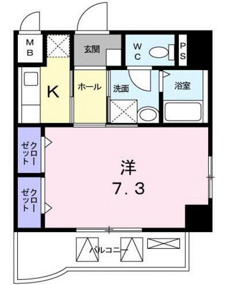 クラールアヴェニュー(1K/5階)の間取り写真