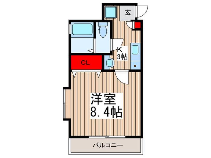 フェリーチェ南浦和(1K/2階)の間取り写真