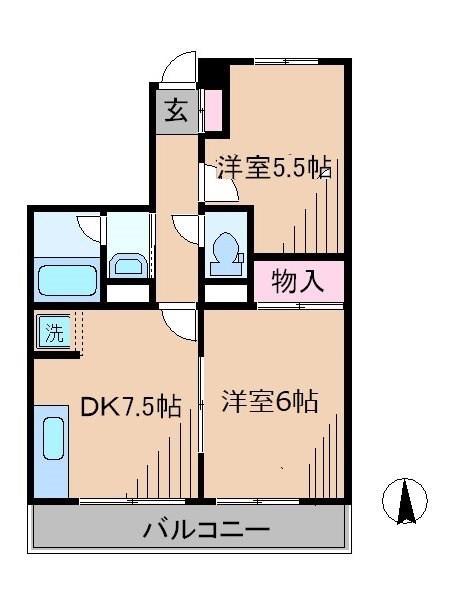 エザンス(2DK/1階)の間取り写真