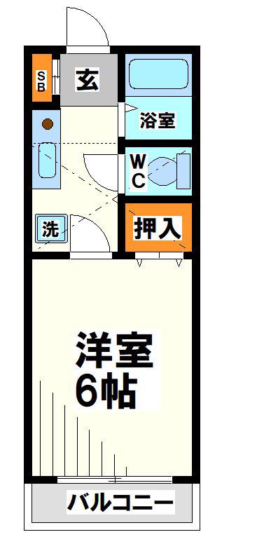 リファインド調布B(1K/1階)の間取り写真