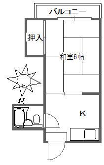 ハイツ内村(1K/2階)の間取り写真