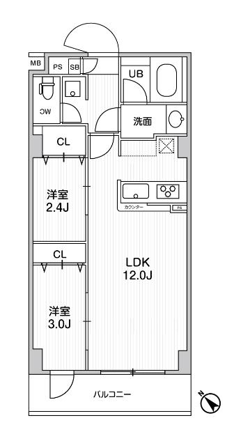 ドゥーエ曳舟(2LDK/5階)の間取り写真