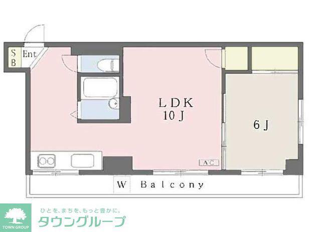 花崎ビル(1LDK/3階)の間取り写真