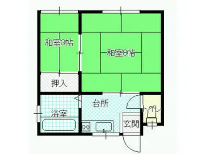 コーポシュン(2K/1階)の間取り写真