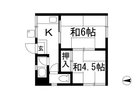 谷田ハイツ(2K/1階)の間取り写真