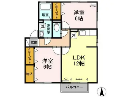 ドエル・ノア(2LDK/2階)の間取り写真