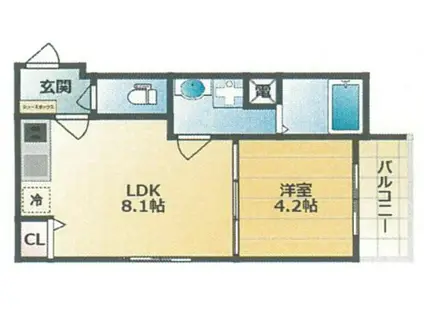 グランクラス八尾恩智(1LDK/1階)の間取り写真