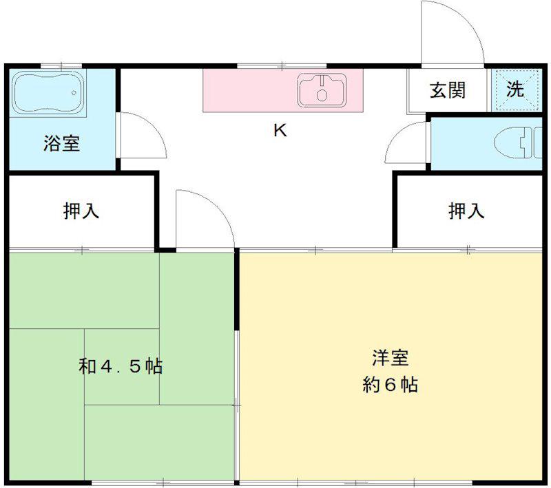 ていほう荘(2DK/1階)の間取り写真