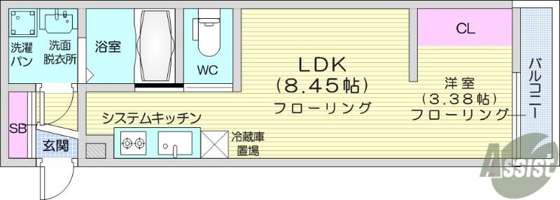 ドレスローザ(1LDK/1階)の間取り写真