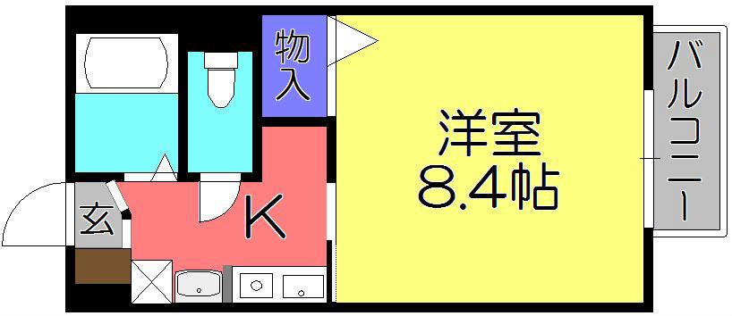 ハイツ藤II(1K/2階)の間取り写真