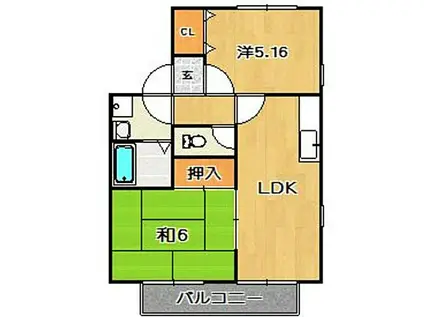 セジュール江口(2LDK/2階)の間取り写真
