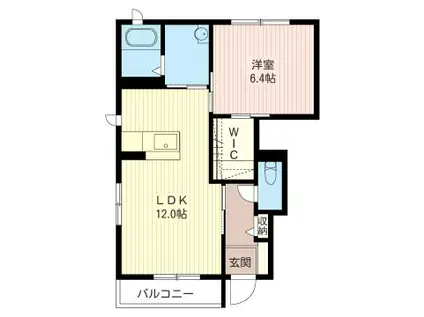 ヴィラ・オアーゼ II棟(1LDK/1階)の間取り写真