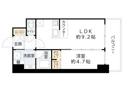 プレジオ恵美須(1LDK/14階)の間取り写真