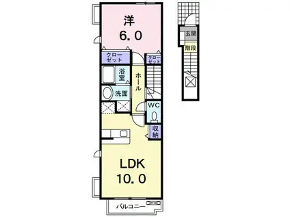 カルムプロムナード(1LDK/2階)の間取り写真