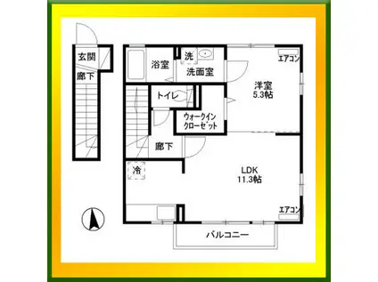 サンクレアVI棟(1LDK/2階)の間取り写真