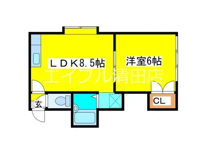 フローレンス美しが丘(1LDK/3階)の間取り写真