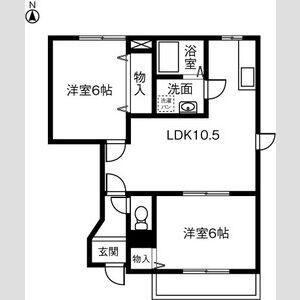 フレッサB(2LDK/1階)の間取り写真