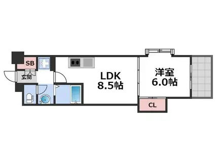 CITY SPIRE桜川II(1LDK/5階)の間取り写真