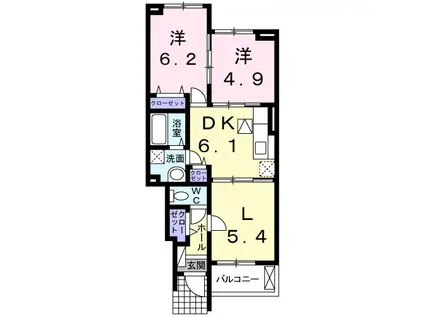 ボヌール・アヴニール I(2LDK/1階)の間取り写真