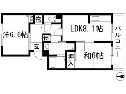 フレール宝塚御殿山 7号棟(2LDK/3階)の間取り写真