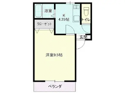 リオパレスA(1K/1階)の間取り写真