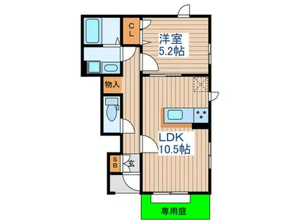 花水木壱番館(1LDK/1階)の間取り写真