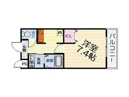 フォンテーヌ上野芝(1K/3階)の間取り写真