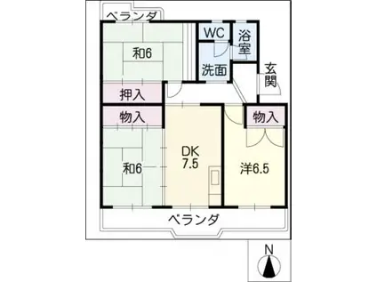 ハイツ梅坪(3DK/3階)の間取り写真