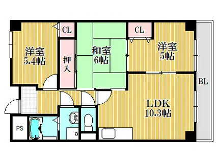 エスペランサ門真南(3LDK/3階)の間取り写真