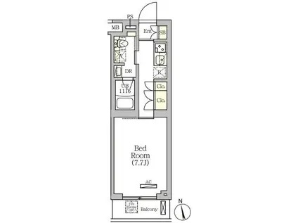 アークマーク南品川(1K/3階)の間取り写真