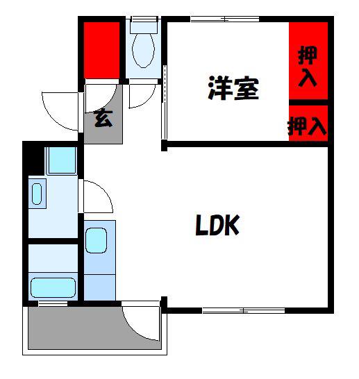 松崎団地 15000棟(1LDK/3階)の間取り写真
