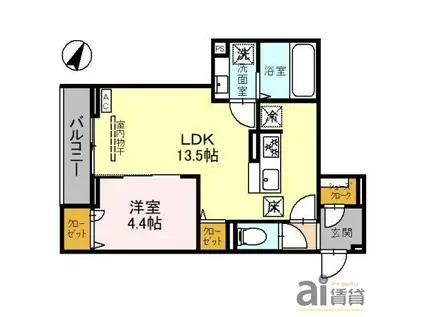 D-SERENO上福岡(1LDK/1階)の間取り写真