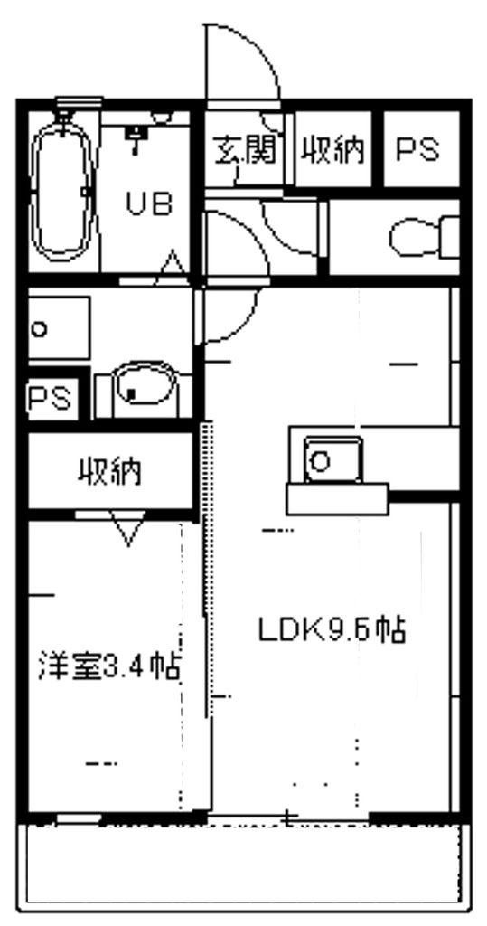 サンローズ(1LDK/3階)の間取り写真