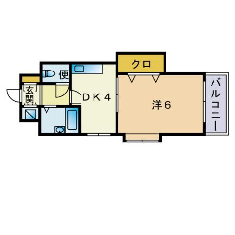 クロスステージ博多駅前(1K/6階)の間取り写真