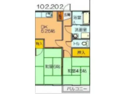 グリーンビュー和多田(2K/1階)の間取り写真