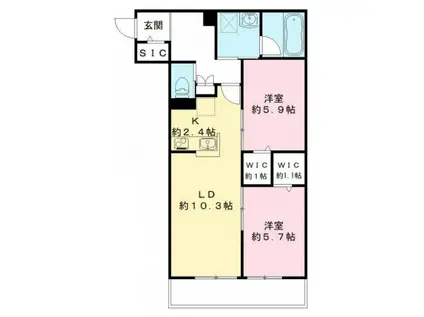 FRIEDE(2LDK/2階)の間取り写真