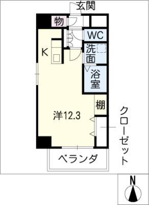 レ・ベント岐阜(ワンルーム/8階)の間取り写真