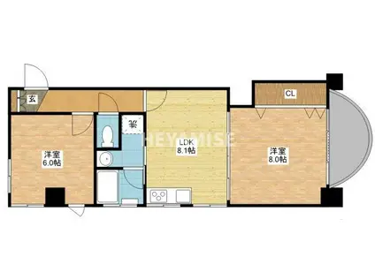 アサヒツインハイツ(2LDK/2階)の間取り写真