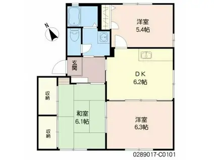 シャーメゾン昴 C棟(3DK/1階)の間取り写真