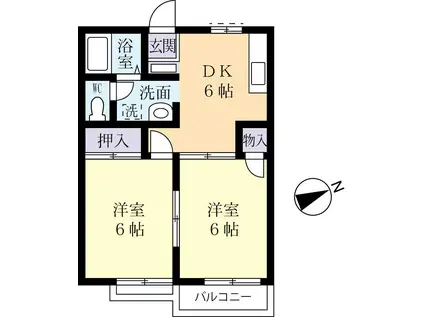 ガーデンハウス日大前(2DK/2階)の間取り写真