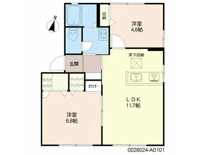 クレオコーポII(2LDK/1階)の間取り写真