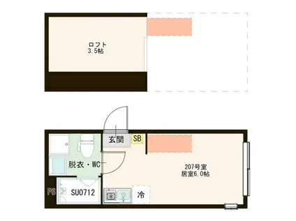 西新井テラス(ワンルーム/2階)の間取り写真