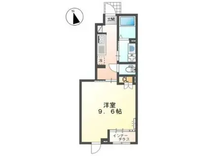 ティエラ・セゾン(1K/1階)の間取り写真