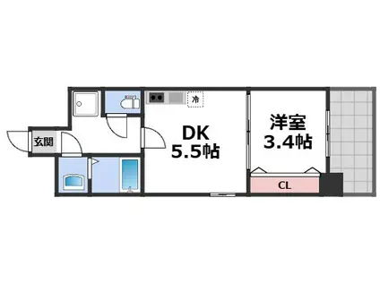 GRAND LUCE(1DK/3階)の間取り写真