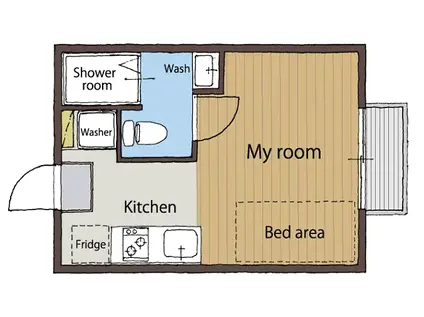 ラポールコート敷戸(1K/2階)の間取り写真