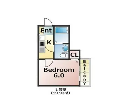 エバーズ鶴ヶ島(1K/1階)の間取り写真